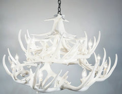 Whitetail Deer 24 Antler Chandelier white